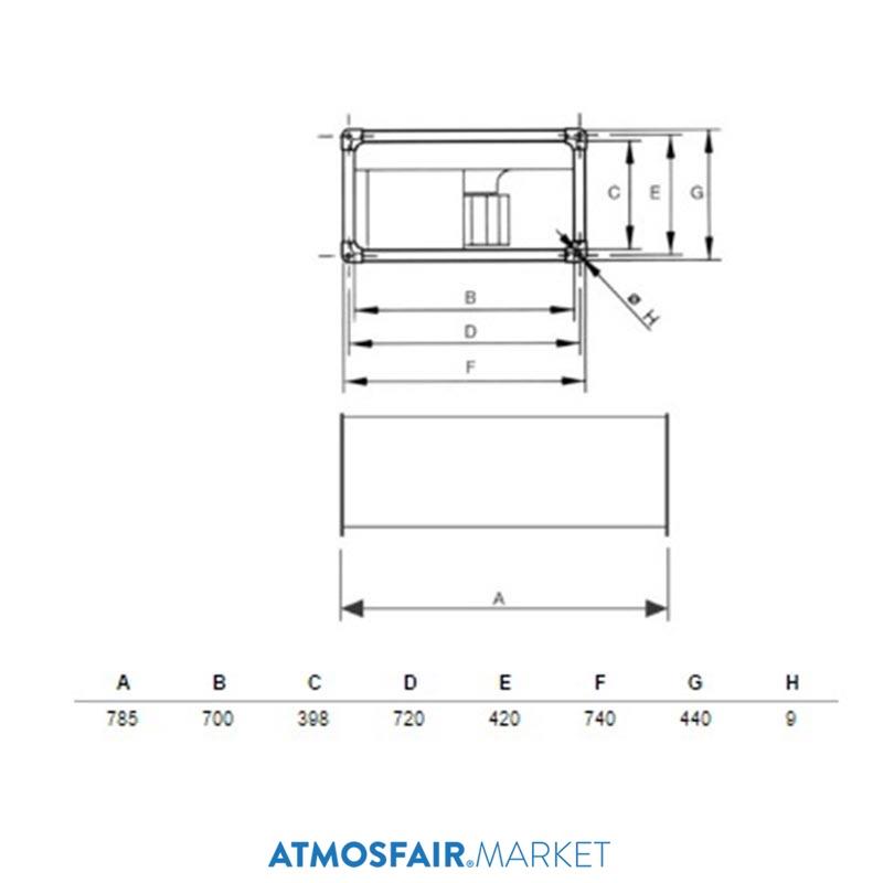 S&P ILT/6-355 700x400 mm (380V) Dikdörtgen Kanal Tipi Fan