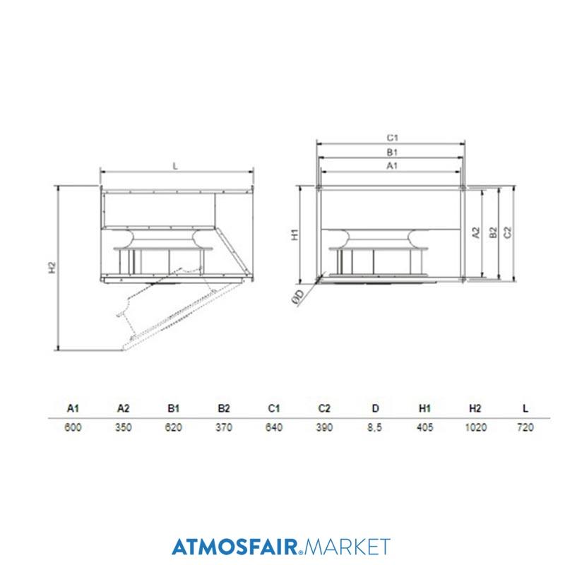 S&P IRT/4-315 A 600x350 mm (380V) Dikdörtgen Kanal Tipi Fan