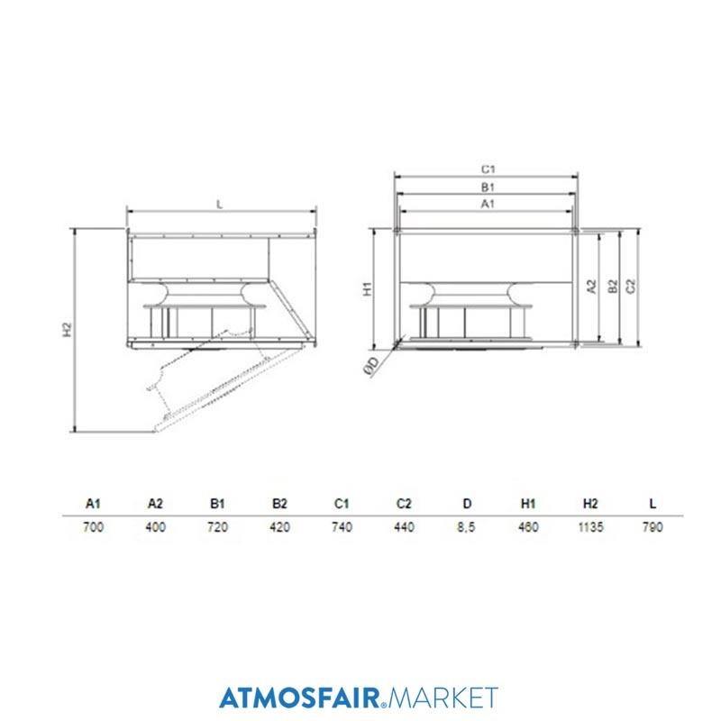 S&P IRT/4-355 700x400 mm (380V) Dikdörtgen Kanal Tipi Fan