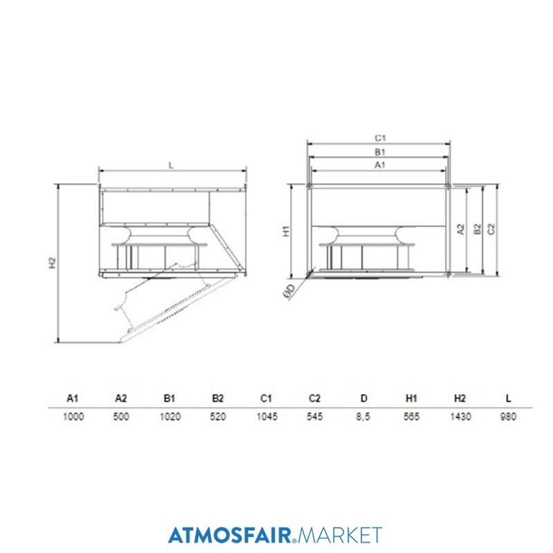 S&P IRT/6-450 1000x500 mm (380V) Dikdörtgen Kanal Tipi Fan