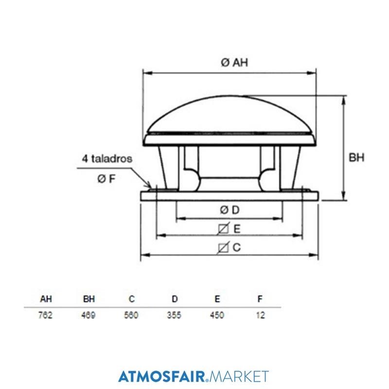 Soler Palau CTHT / 4-315 F400 (380 V) Yatay Atışlı Çatı Tipi Fan