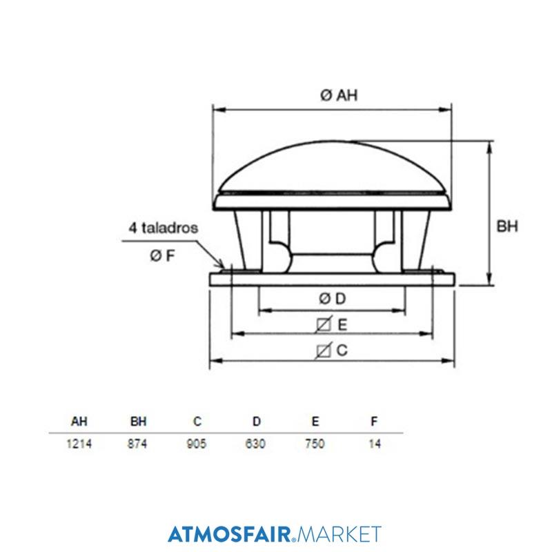 Soler Palau CTHT / 6-560 F400 (380 V) Yatay Atışlı Çatı Tipi Fan