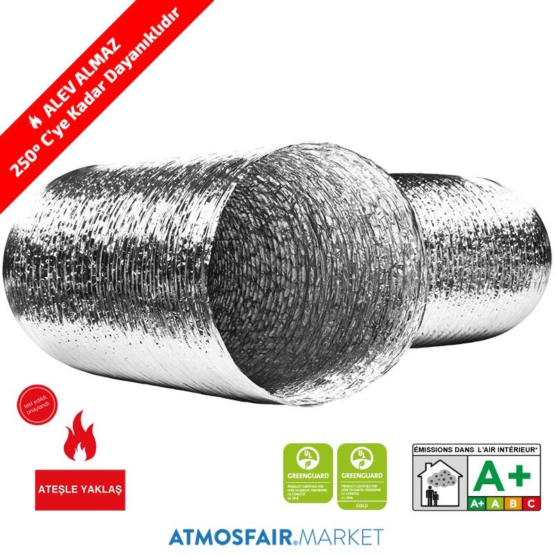 Ø160mm ALUAFS.F (F250°C) Alev Almaz İzolesiz Alüminyum Flexible Hava Kanalı 10 mt