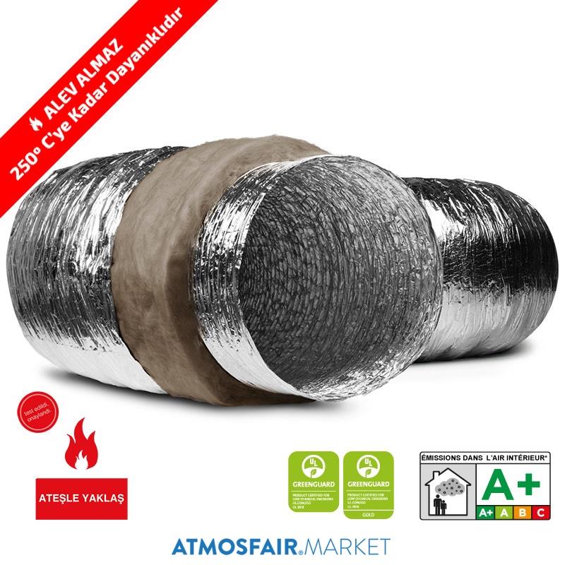 Ø102mm ISOAFS-ALU.F (F250°C) Alev Almaz Isı İzoleli Alüminyum Flexible Hava Kanalı 10 mt